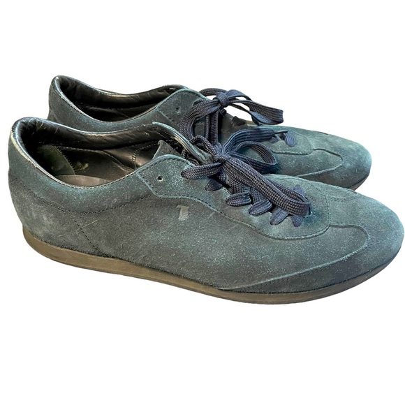 Tods mens navy blue suede leather sneakerssize 8.5mens designer shoes